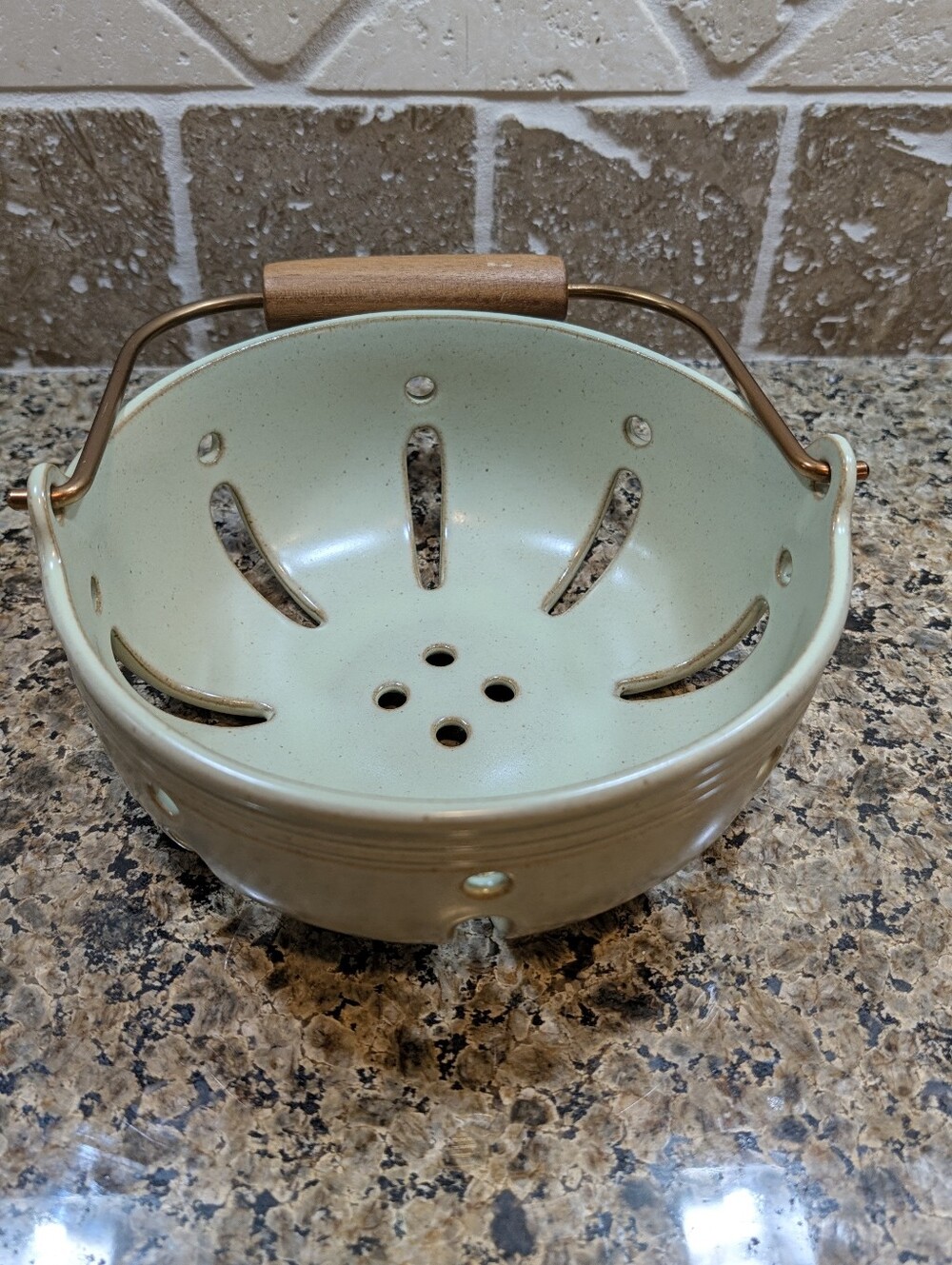 Green Stoneware Berry Bowl w/ Carrying Handle Magnolia Hearth & Hand